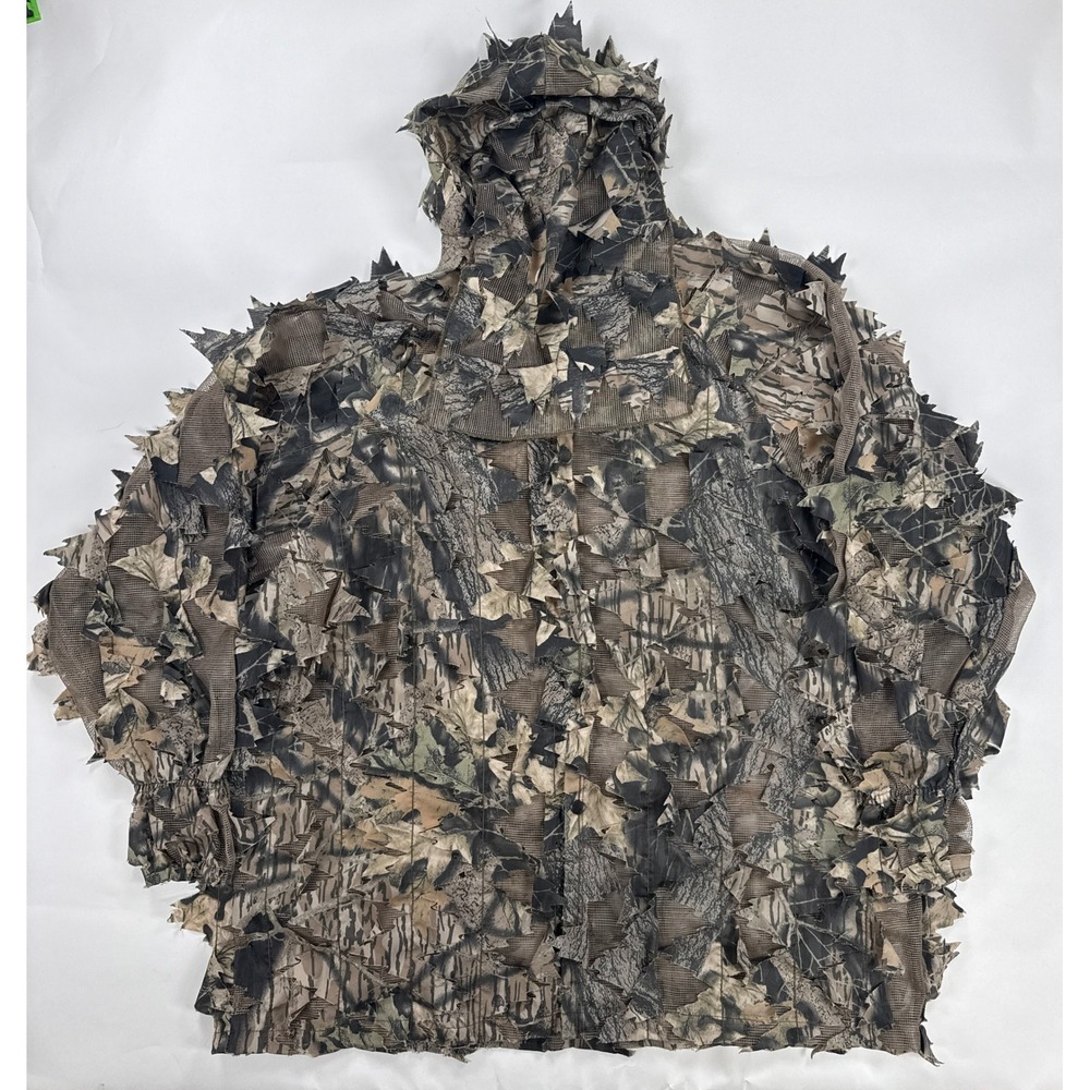 VTG LL Bean 3D Leafy Camo Ghillie Jacket Mens XL Mesh Bug Net Face Mask USA Made
